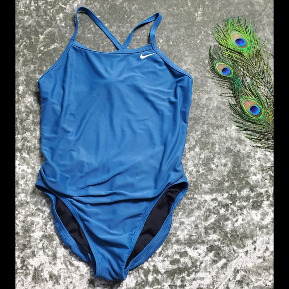 Nike Blue Cutout One-Piece Swimsuit - Picture 1 of 5